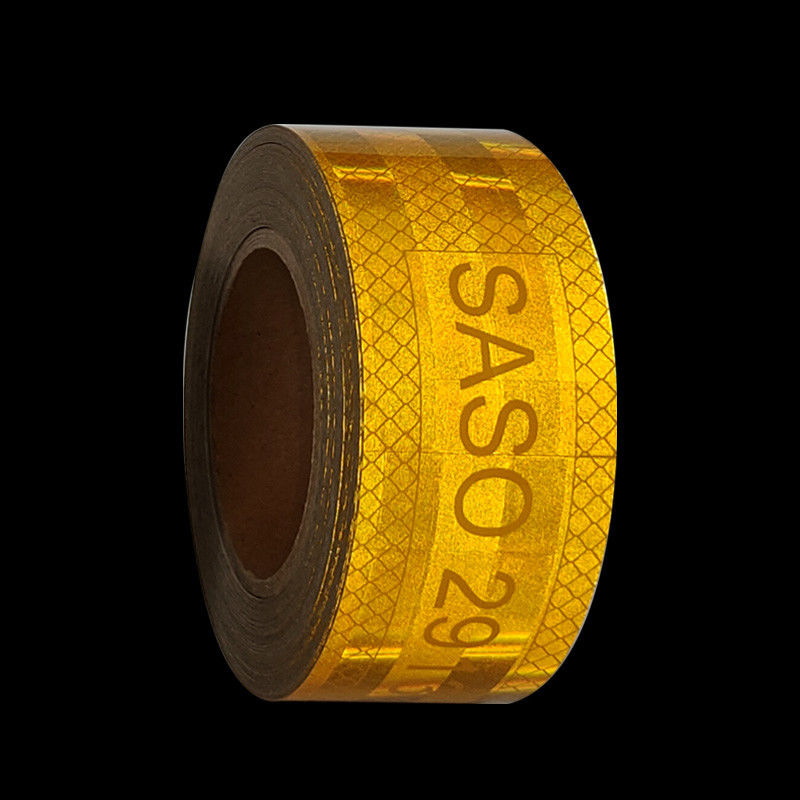 Mercado de Arabia Saudita Pet personalizado Metalizado 50mm Vis visible Hi Amarillo Saso 2913 Cinta reflectante para vehículos Camiones Seguridad
