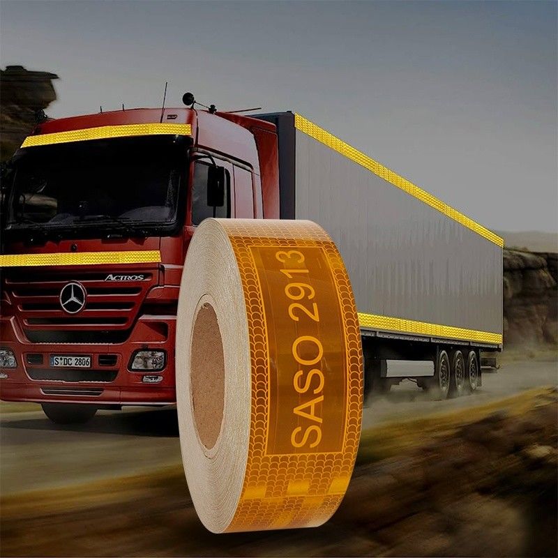 LU Saso 2913 pegatina adesiva reflectiva de advertencia de seguridad cinta de viscosidad 5cmx25m 7,5 cm 10 cm cinta de advertencia de seguridad metalizada amarilla reflectiva para camión