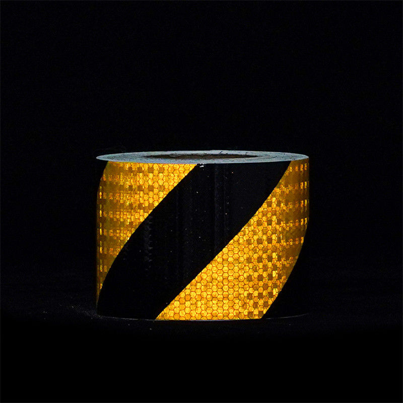 OEM cinta de advertencia reflectiva de vinilo amarillo negro para zona de trabajo temporal