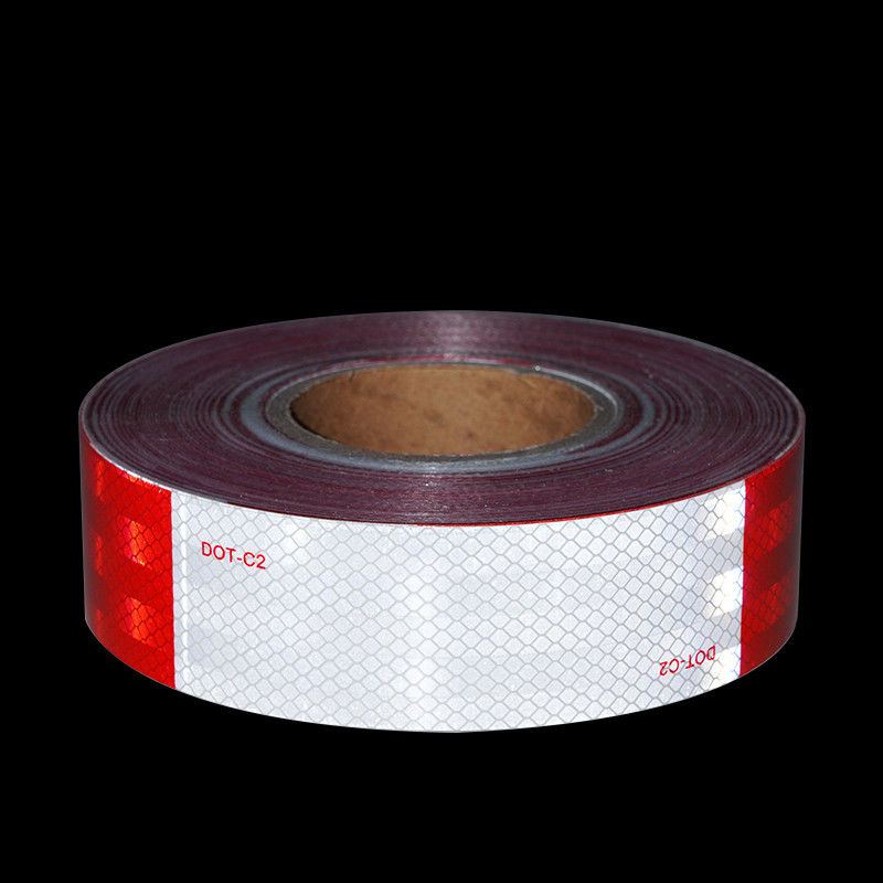 DOT-C2 cinta de seguridad reflectiva impermeable en rojo y blanco adhesivo viscoso para remolques señales de tráfico producto