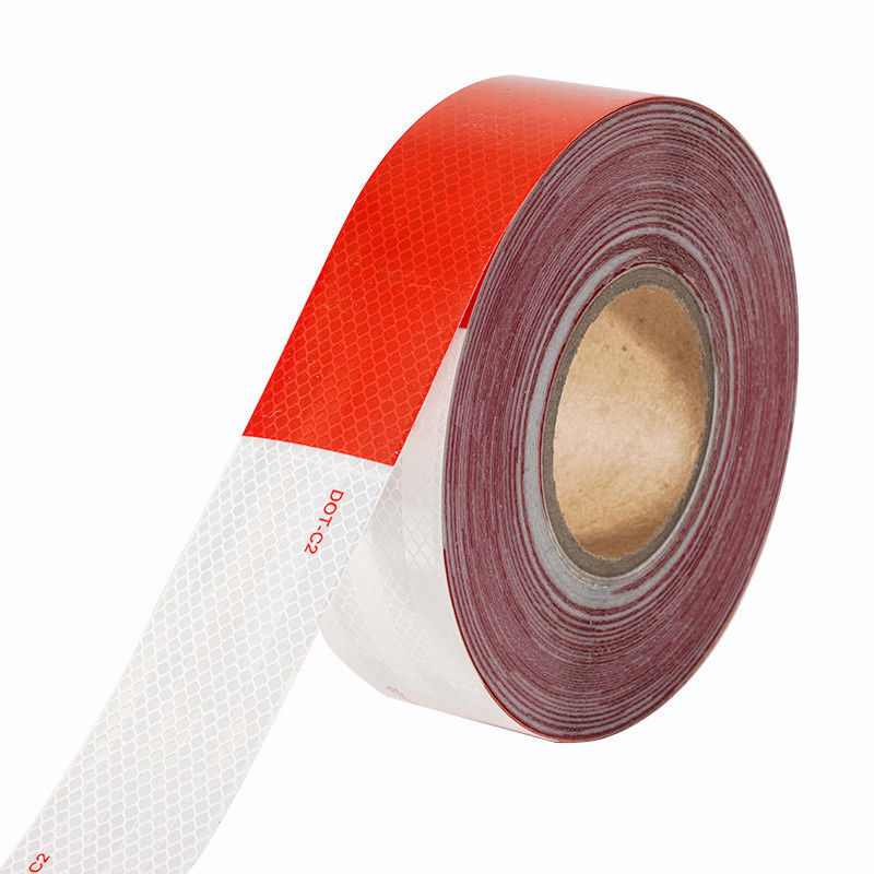 DOT-C2 cinta de seguridad reflectiva impermeable en rojo y blanco adhesivo viscoso para remolques señales de tráfico producto