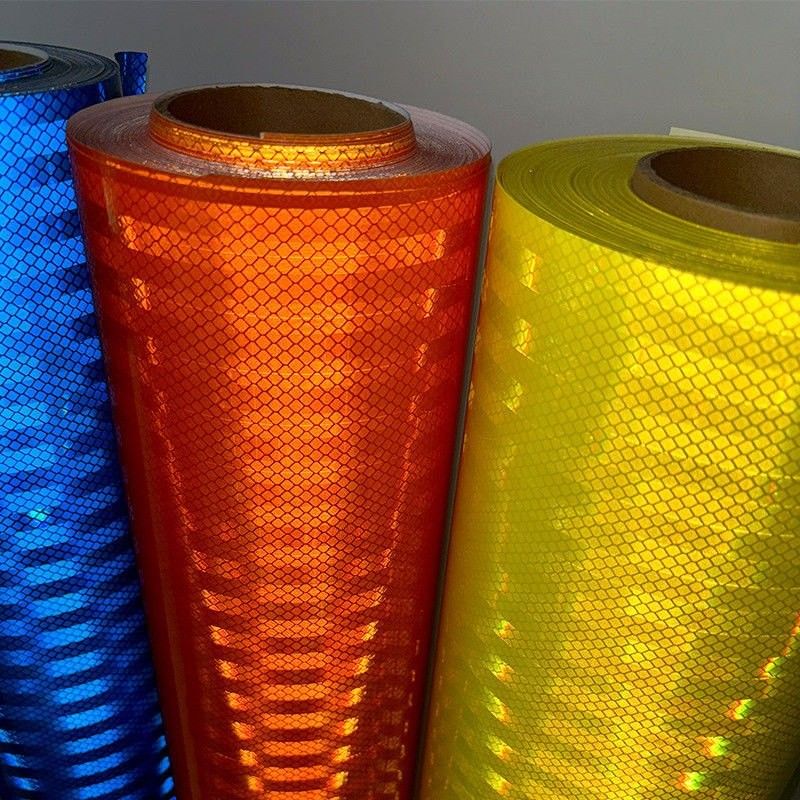 Película reflectante de PET autoadhesiva, lámina reflectante prismática para señales temporales de tráfico
