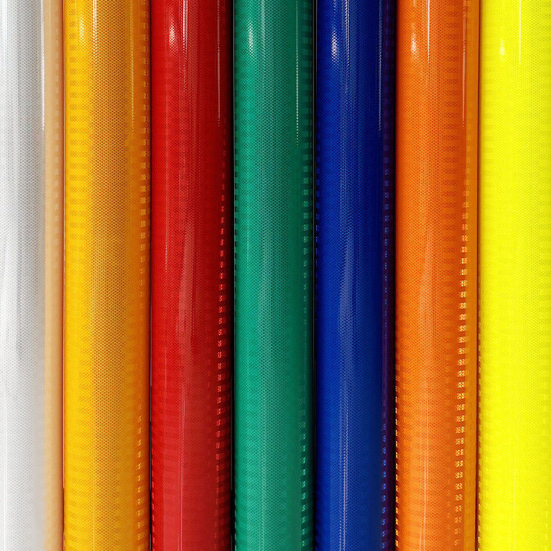 Película reflectante de PET autoadhesiva, lámina reflectante prismática para señales temporales de tráfico