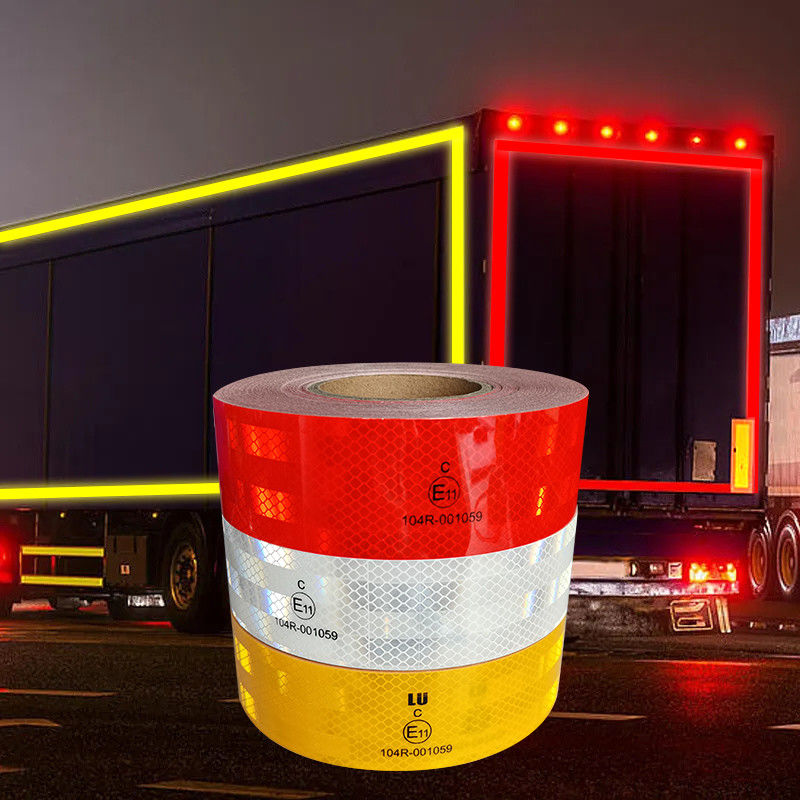 Cinta de seguridad reflectiva impermeable de 2 pulgadas de ancho 150 pies de largo- Rojo, blanco y amarillo para camiones