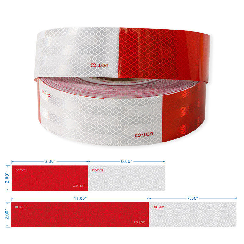 50mm 2 pulgadas de color blanco rojo adhesivo DOT C2 adhesivo de cinta de seguridad reflectante en camión para vehículos