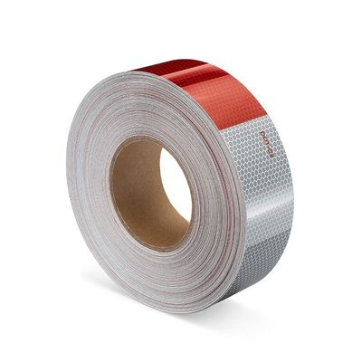 Buen precio Alta visibilidad cinta reflectante ROJO BLANCO DOT para camiones estructura de cuentas de vidrio en línea