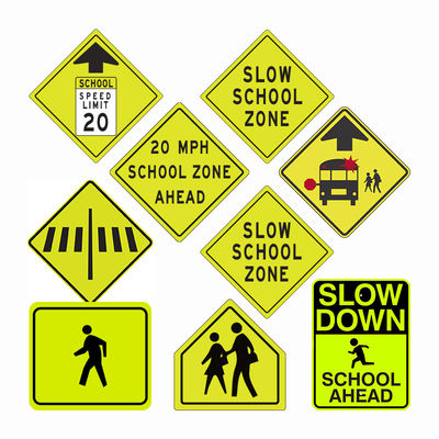 Buen precio Símbolo de advertencia de cruce de peatones con reflejo fluorescente para zonas escolares en línea