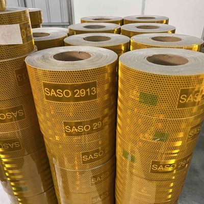 Buen precio Cintas reflectoras amarillas para Arabia Saudita con revestimiento de aluminio metalizadas SASO 2913 en línea