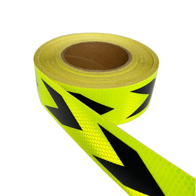 Buen precio Cintas adhesivas de advertencia con flecha negra de color verde amarillo fluorescente y prismático reflector en línea
